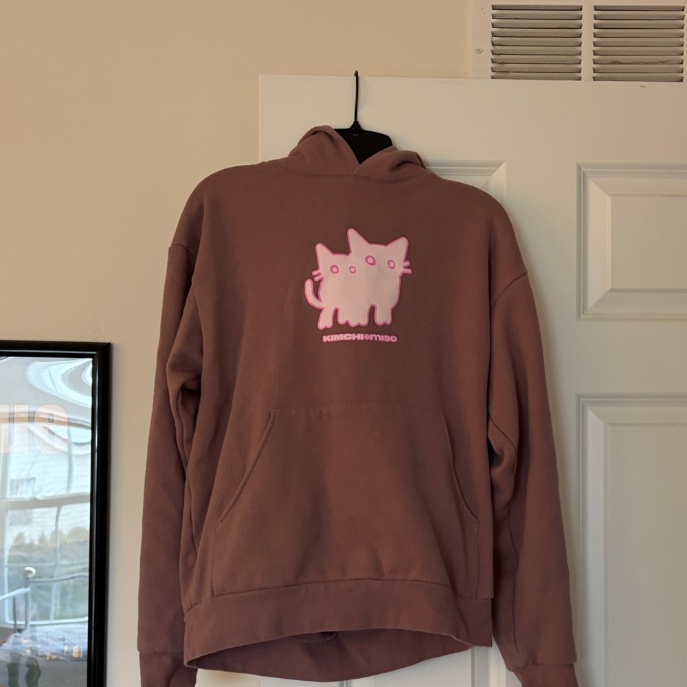 Beabadoobe Hoodie with ‘Kimchi Miso’ Cat Logo screened design
